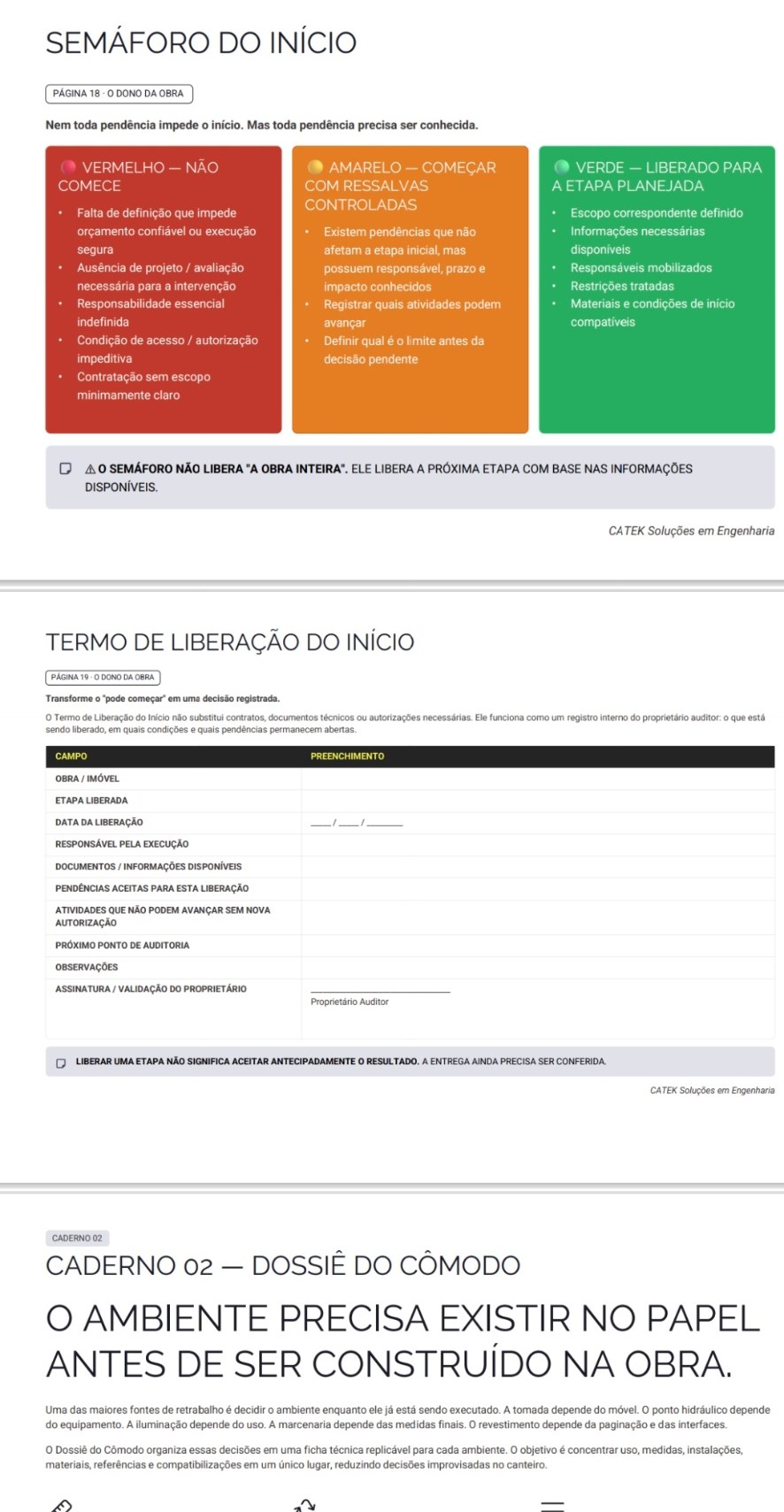 Semáforo do Início & Caderno 02 — Dossiê do Cômodo
